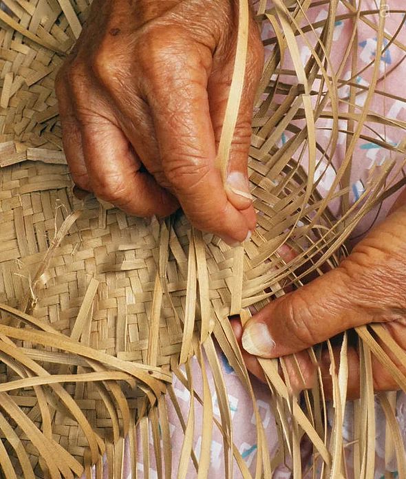 Pandanus leave weaving (used for sails)